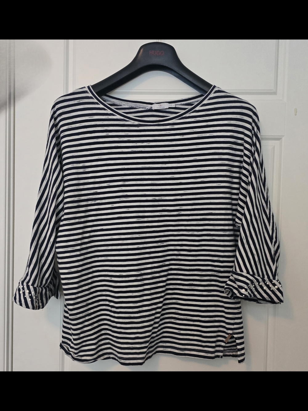 Dismero Blue & White Striped Long Sleeve Top Made In Italy